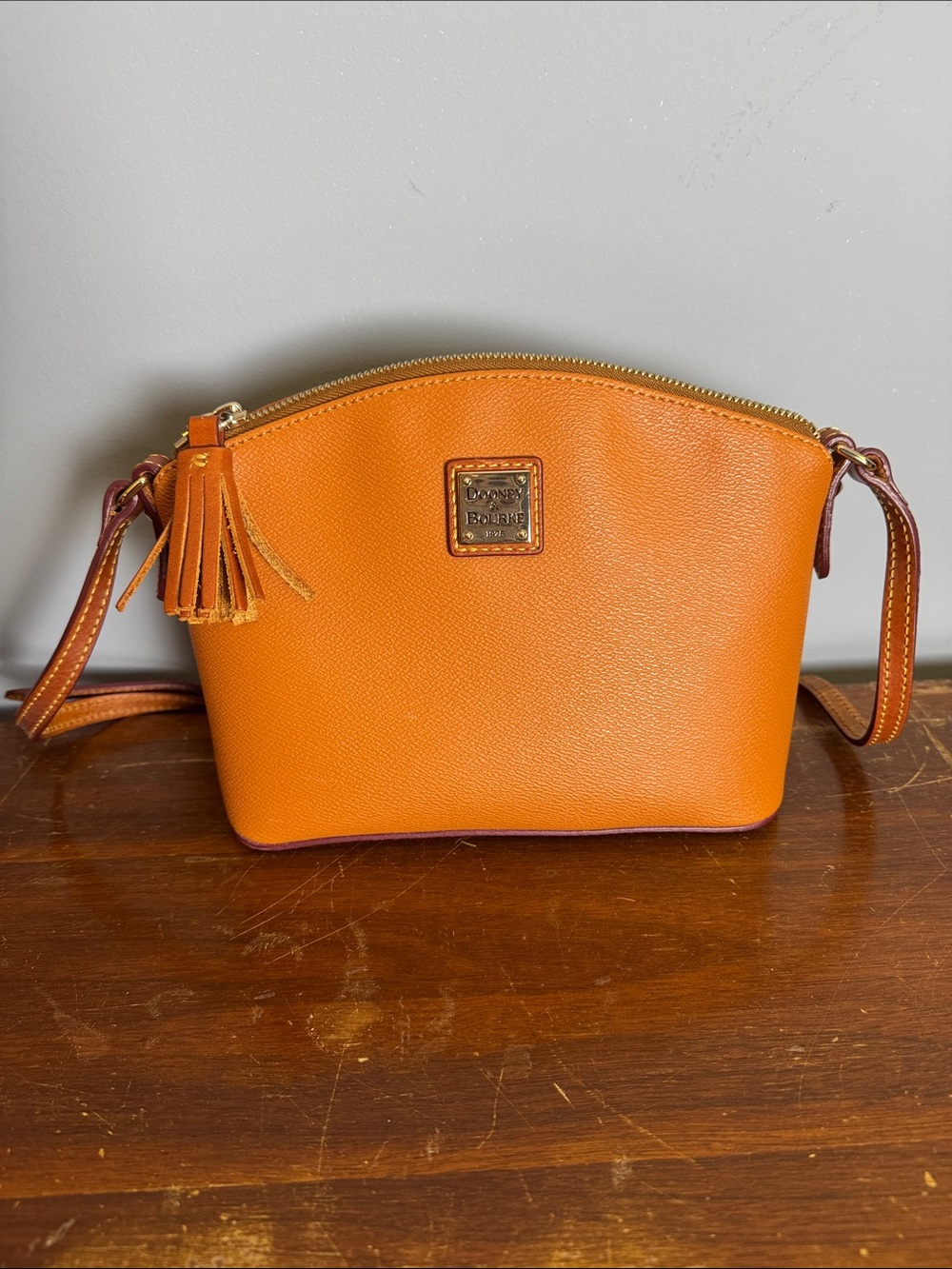 Dooney & Bourke Pebbled Leather Crossbody with Tassel Zip